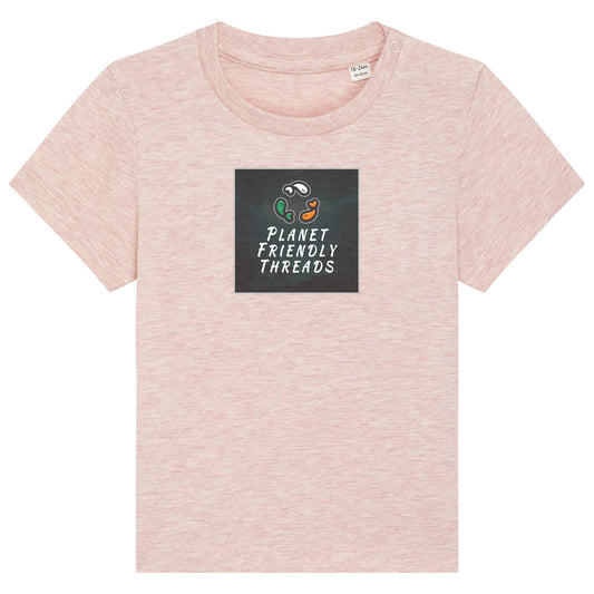 PFT Logo - dark | T-Shirt | Baby | Crewneck Short Sleeve | 155gsm Medium Fit | Cream Heather Pink