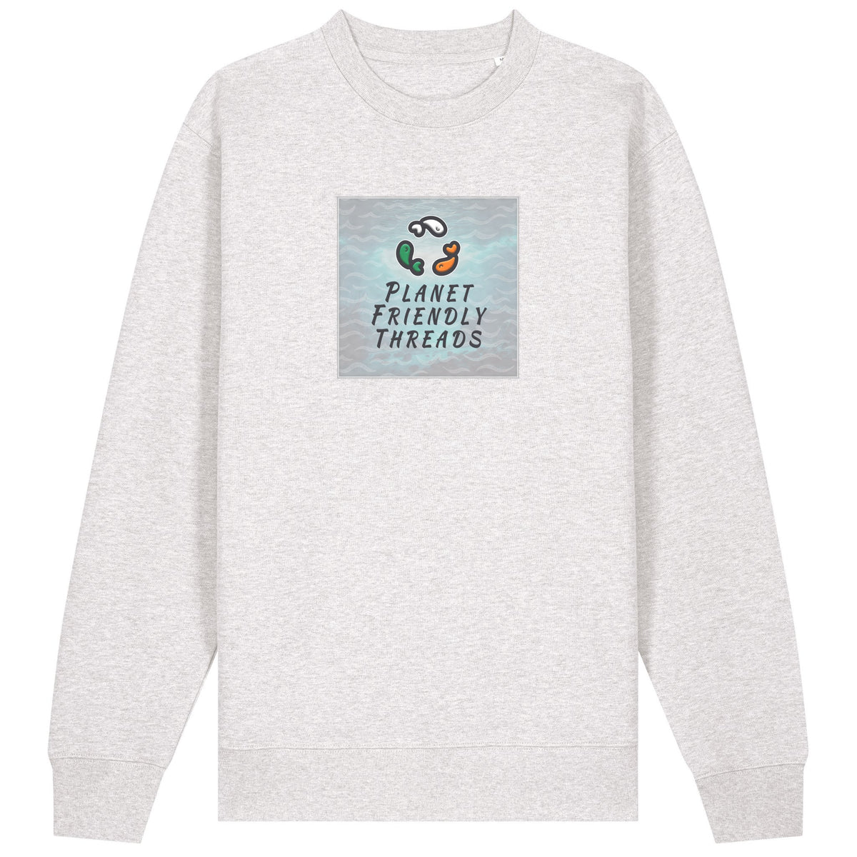 PFT Logo - SSSQUARE - Light Ocean | Jumper | Adult | Crewneck | 350gsm Medium Fit | Cool Heather Grey