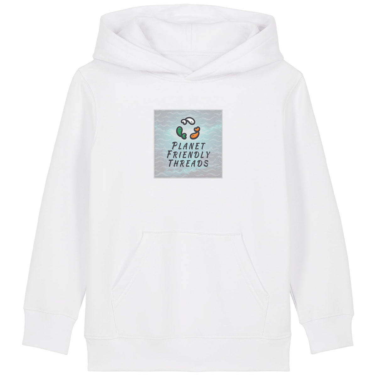 PFT Logo - SSSQUARE - Light Ocean | Hoodie | Kids | Cosy | 300gsm Medium Fit | White