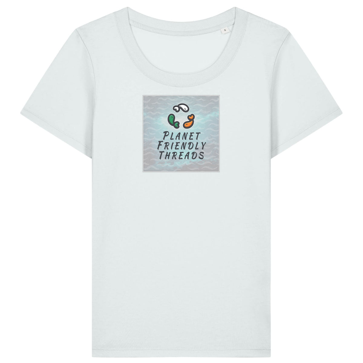 PFT Logo - SSSQUARE - Light Ocean | T-Shirt | Adult | Ladies Short Sleeve | 155gsm Fitted | Blue Ice