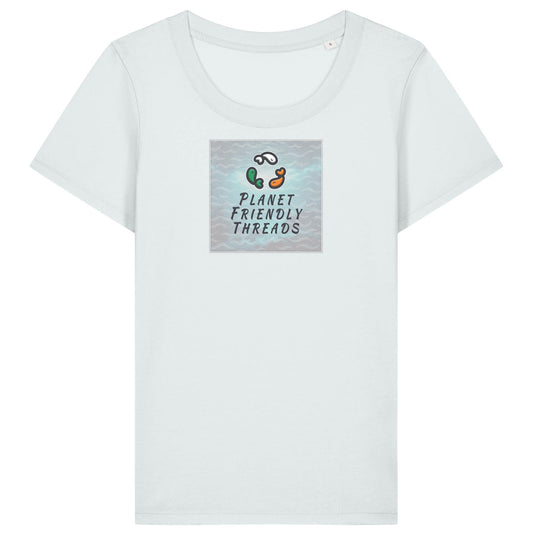 Planet Friendly Logo - Square - Ocean Light | T-Shirt | Adult | Ladies Short Sleeve | 155gsm Fitted | Blue Ice