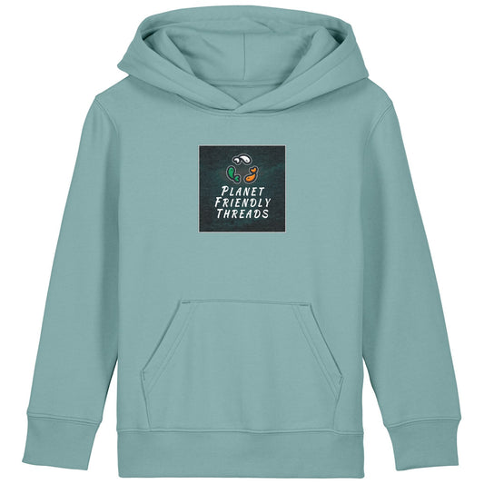 PFT Logo - dark | Hoodie | Kids | Cosy | 300gsm Medium Fit | Teal Monstera