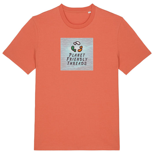 Planet Friendly Logo - Square - Ocean Light | T-Shirt | Adult | Crewneck Short Sleeve | 180gsm Medium Fit | Fiesta