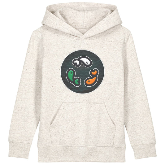 PFT Fish - Circle - Dark | Hoodie | Kids | Cosy | 300gsm Medium Fit | Eco-Heather