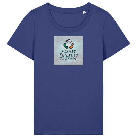 Planet Friendly Logo - Square - Ocean Light | T-Shirt | Adult | Ladies Short Sleeve | 155gsm Fitted | Dusk