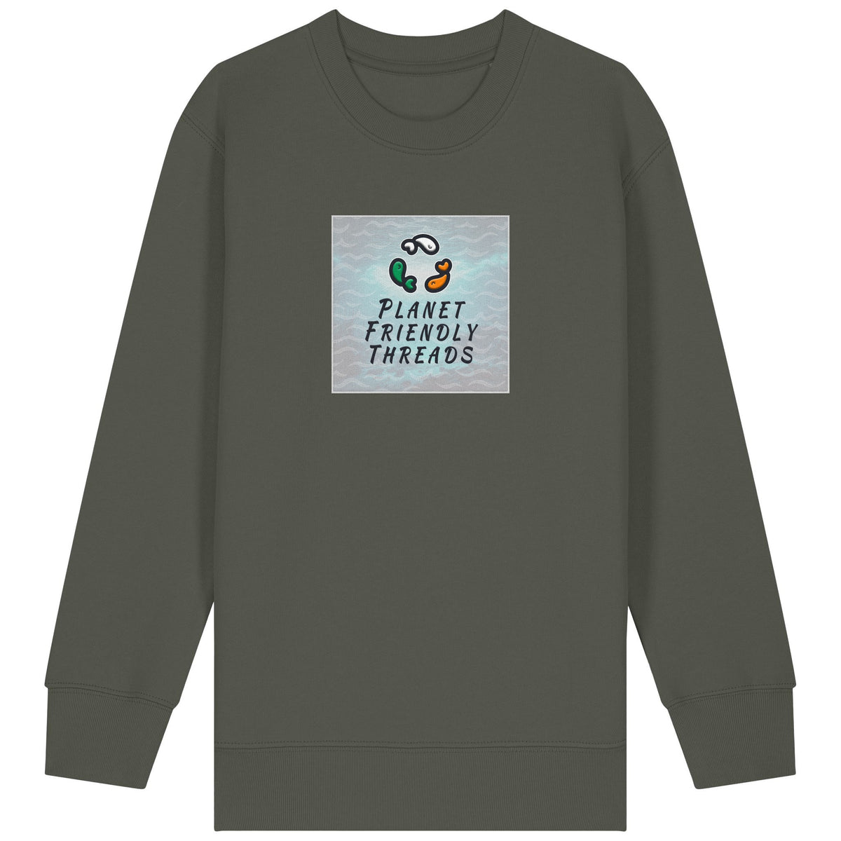 PFT Logo - SSSQUARE - Light Ocean | Jumper | Kids | Crewneck | 300gsm Medium Fit | Khaki