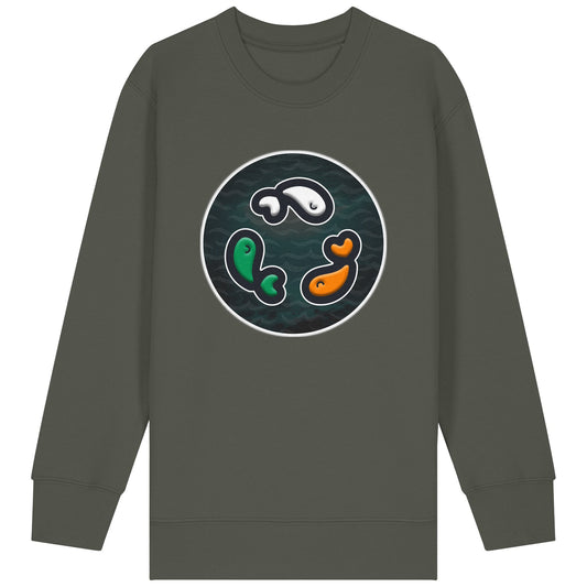 PFT Fish - Circle - Dark | Jumper | Kids | Crewneck | 300gsm Medium Fit | Khaki