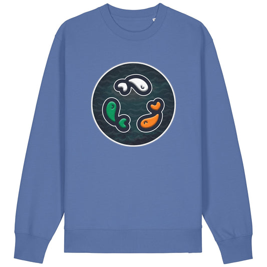 PFT Fish - Circle - Dark | Jumper | Adult | Crewneck | 350gsm Medium Fit | Bright Blue