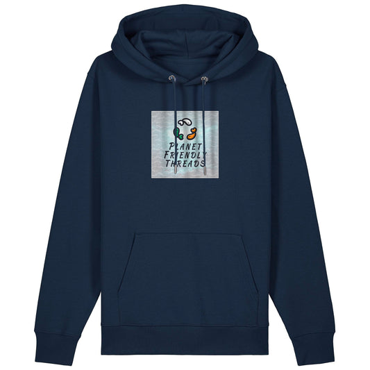Planet Friendly Logo - Square - Ocean Light | Hoodie | Adult | Cosy | 350gsm Medium Fit | French Navy