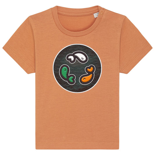 PFT Fish - Circle - Dark | T-Shirt | Baby | Crewneck Short Sleeve | 155gsm Medium Fit | Volcano Stone