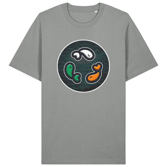 PFT Fish - Circle - Dark | T-Shirt | Adult | Crewneck Short Sleeve | 215gsm Relaxed Fit | Misty Grey