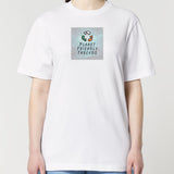 PFT Logo - SSSQUARE - Light Ocean | T-Shirt | Adult | Crewneck Short Sleeve | 215gsm Relaxed Fit | White