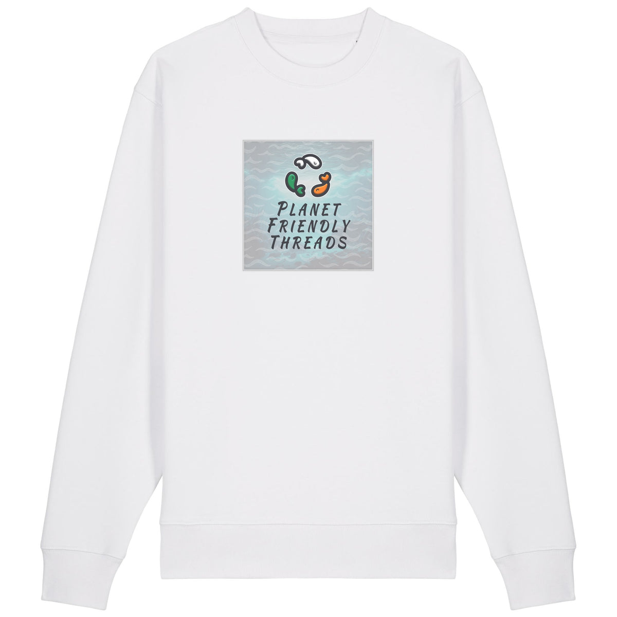PFT Logo - SSSQUARE - Light Ocean | Jumper | Adult | Crewneck | 350gsm Medium Fit | White