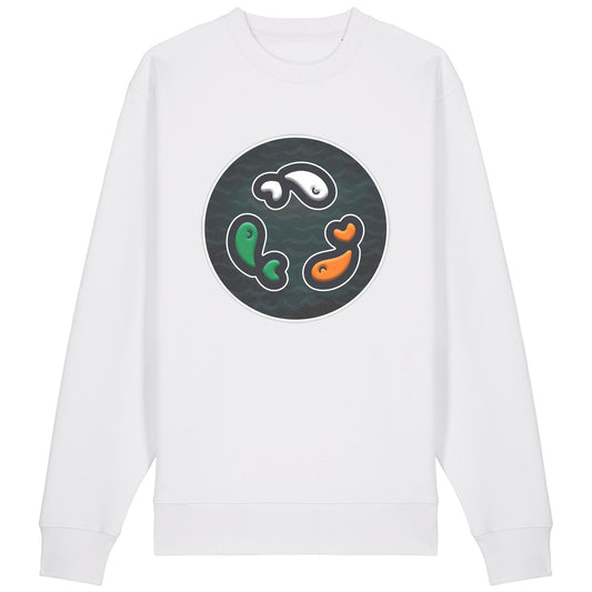 PFT Fish - Circle - Dark | Jumper | Adult | Crewneck | 350gsm Medium Fit | White