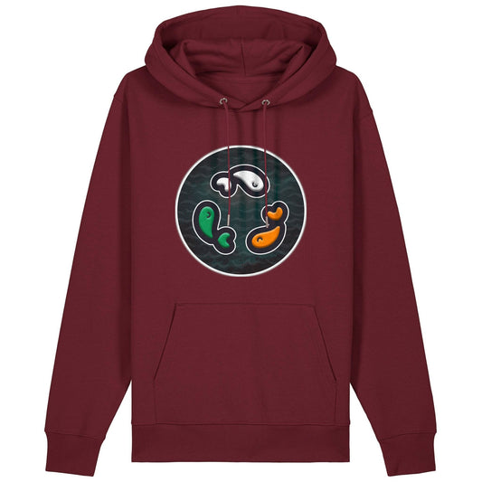 PFT Fish - Circle - Dark | Hoodie | Adult | Cosy | 350gsm Medium Fit | Burgundy