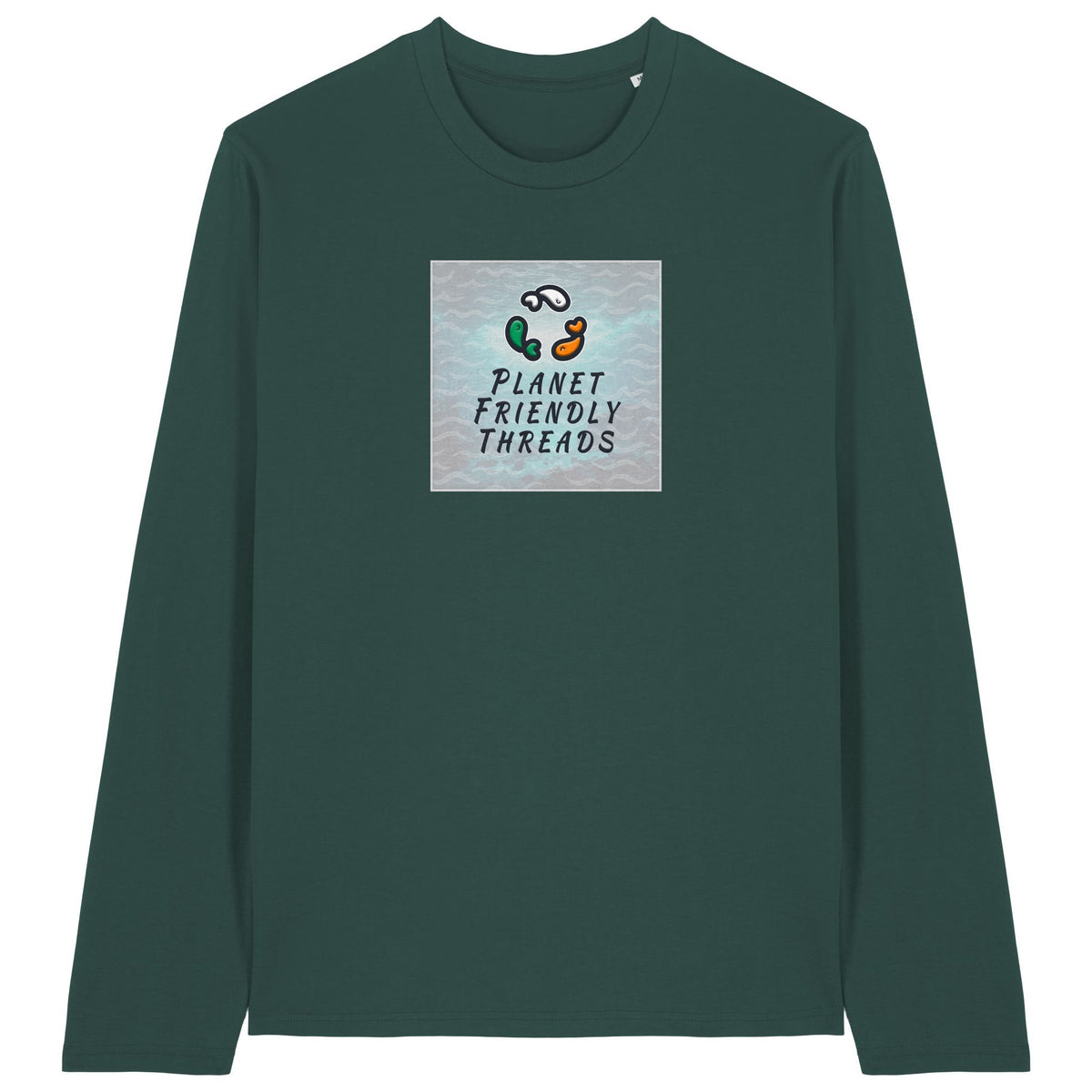 PFT Logo - SSSQUARE - Light Ocean | T-Shirt | Adult | Crewneck Long Sleeve | 180gsm Medium Fit | Glazed Green