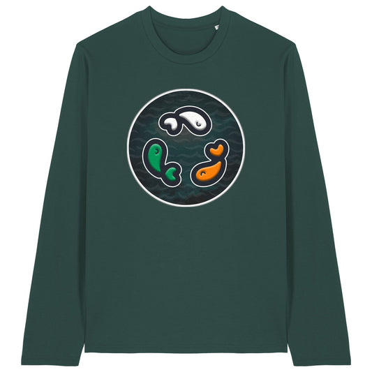 PFT Fish - Circle - Dark | T-Shirt | Adult | Crewneck Long Sleeve | 180gsm Medium Fit | Glazed Green