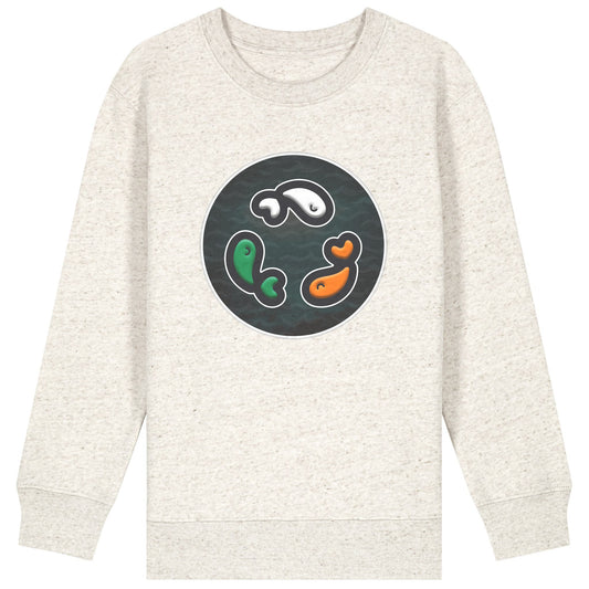 PFT Fish - Circle - Dark | Jumper | Kids | Crewneck | 300gsm Medium Fit | Eco-Heather