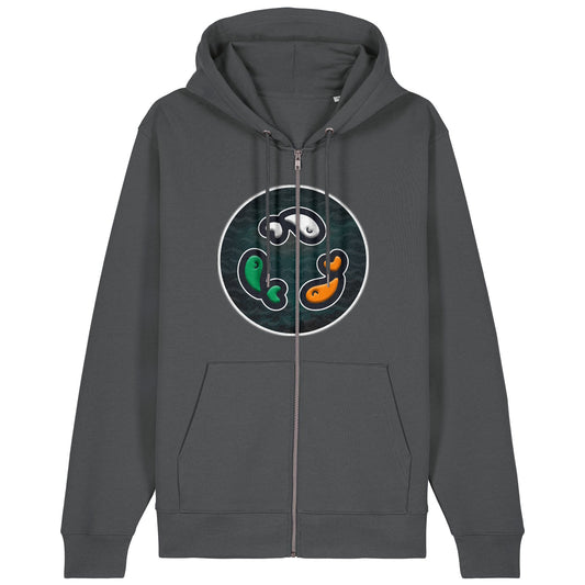 PFT Fish - Circle - Dark | Hoodie | Adult | Zip | 350gsm Medium Fit | Anthracite