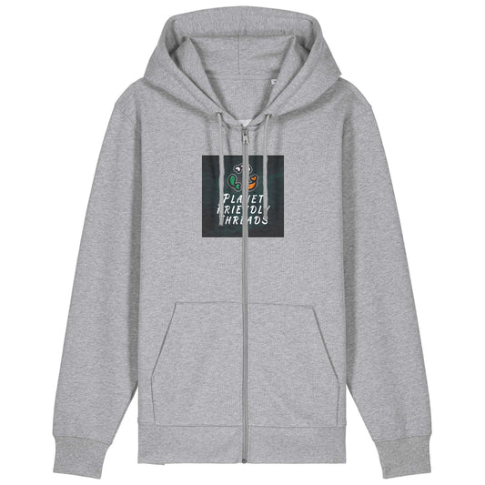 PFT Logo - dark | Hoodie | Adult | Zip | 350gsm Medium Fit | Heather Grey
