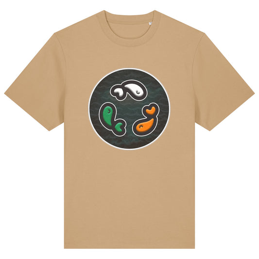 PFT Fish - Circle - Dark | T-Shirt | Adult | Crewneck Short Sleeve | 215gsm Relaxed Fit | Latte