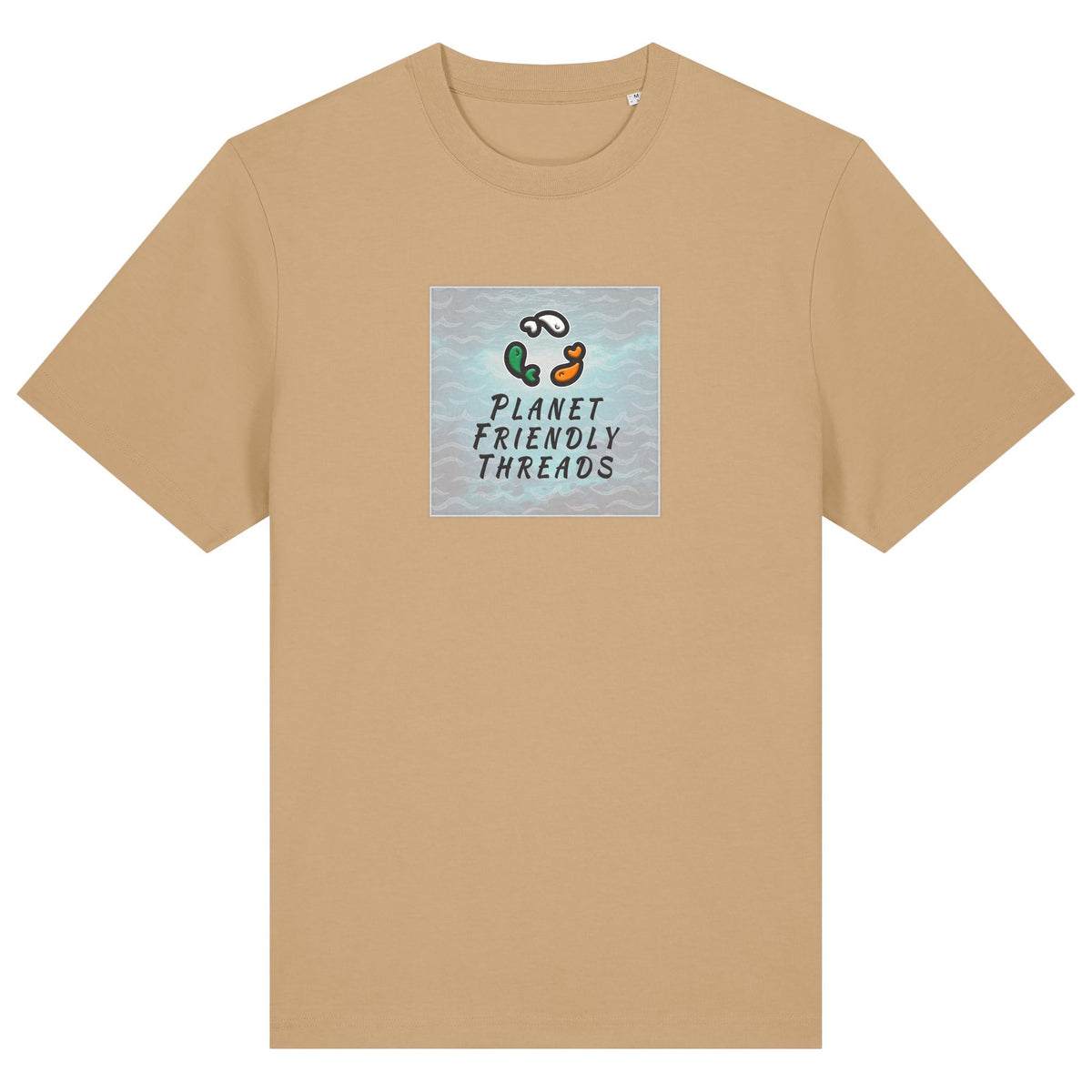 PFT Logo - SSSQUARE - Light Ocean | T-Shirt | Adult | Crewneck Short Sleeve | 215gsm Relaxed Fit | Latte