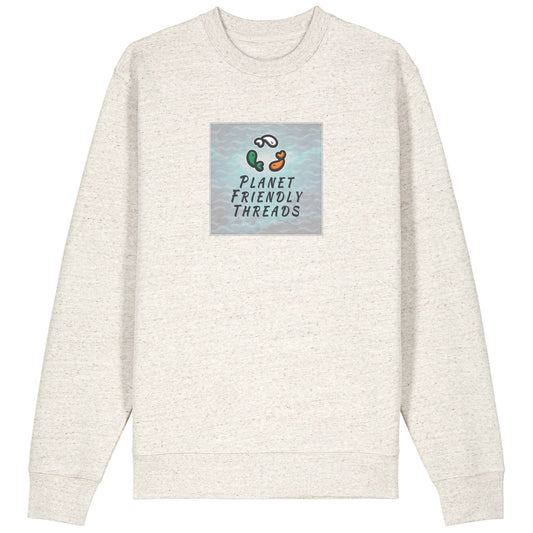 Planet Friendly Logo - Square - Ocean Light | Jumper | Adult | Crewneck | 350gsm Medium Fit | Eco-Heather