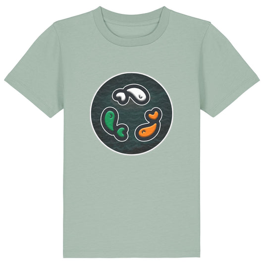 PFT Fish - Circle - Dark | T-Shirt | Kids | Crewneck Short Sleeve | 155gsm Medium Fit | Aloe
