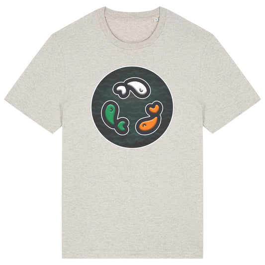 PFT Fish - Circle - Dark | T-Shirt | Adult | Crewneck Short Sleeve | 180gsm Medium Fit | Heather Haze