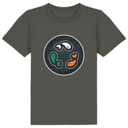 PFT Fish - Circle - Dark | T-Shirt | Kids | Crewneck Short Sleeve | 155gsm Medium Fit | Khaki