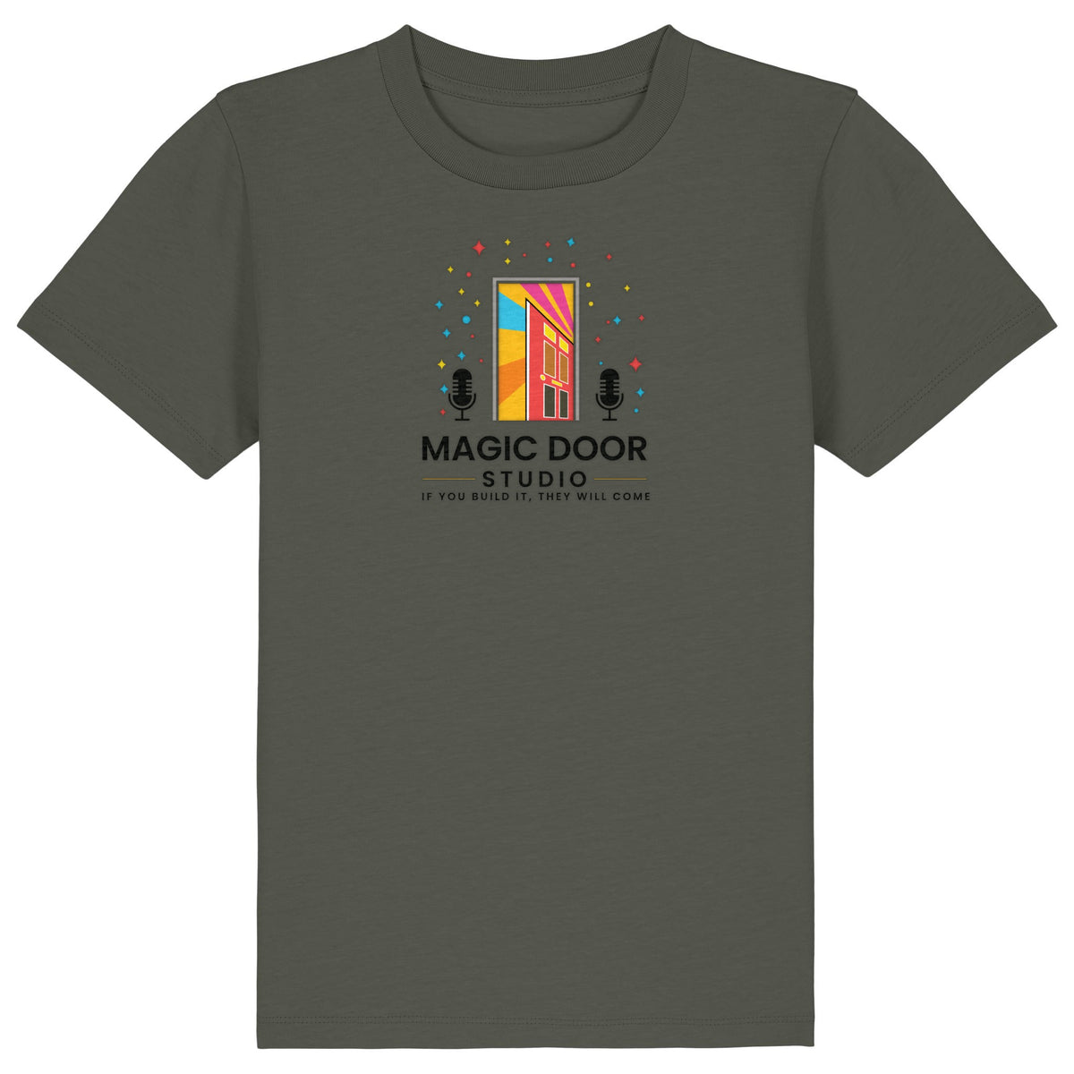 Magic Door Logo | T-Shirt | Kids | Crewneck Short Sleeve | 155gsm Medium Fit | Khaki