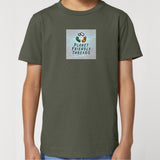 PFT Logo - SSSQUARE - Light Ocean | T-Shirt | Kids | Crewneck Short Sleeve | 155gsm Medium Fit | Khaki
