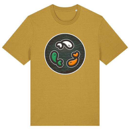 PFT Fish - Circle - Dark | T-Shirt | Adult | Crewneck Short Sleeve | 180gsm Medium Fit | Ochre