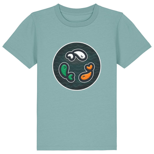 PFT Fish - Circle - Dark | T-Shirt | Kids | Crewneck Short Sleeve | 155gsm Medium Fit | Teal Monstera