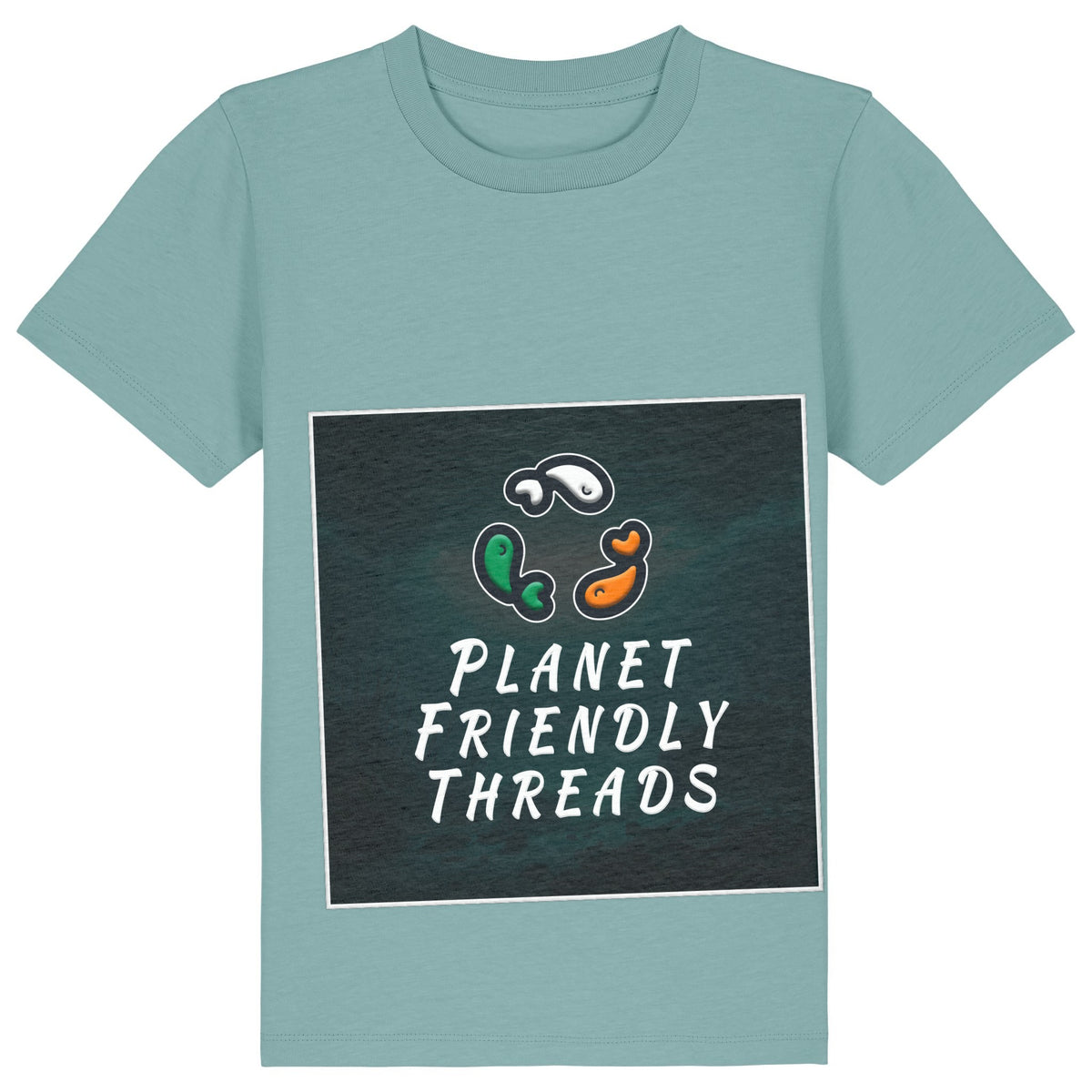 PFT Logo - dark | T-Shirt | Kids | Crewneck Short Sleeve | 155gsm Medium Fit | Teal Monstera