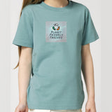 PFT Logo - SSSQUARE - Light Ocean | T-Shirt | Kids | Crewneck Short Sleeve | 155gsm Medium Fit | Teal Monstera