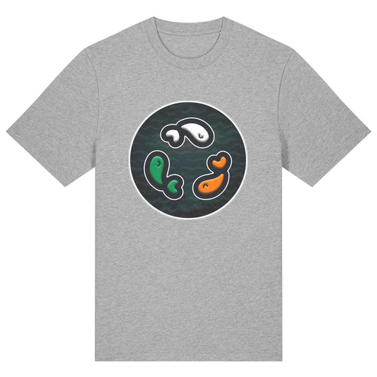 PFT Fish - Circle - Dark | T-Shirt | Adult | Crewneck Short Sleeve | 215gsm Relaxed Fit | Heather Grey