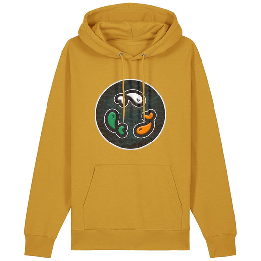 PFT Fish - Circle - Dark | Hoodie | Adult | Cosy | 350gsm Medium Fit | Ochre