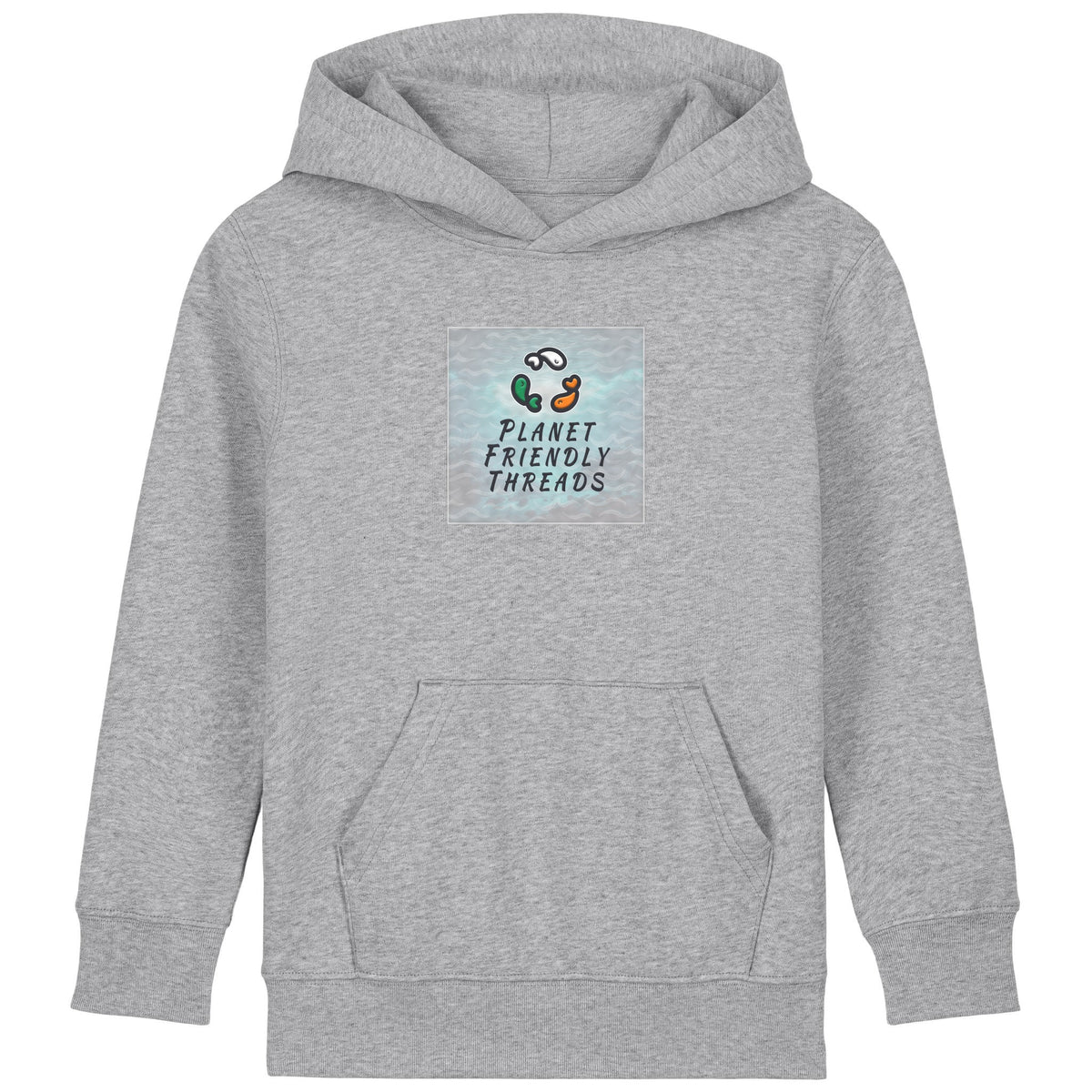 PFT Logo - SSSQUARE - Light Ocean | Hoodie | Kids | Cosy | 300gsm Medium Fit | Heather Grey