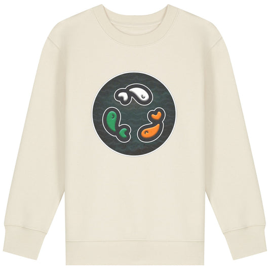 PFT Fish - Circle - Dark | Jumper | Kids | Crewneck | 300gsm Medium Fit | Natural Raw