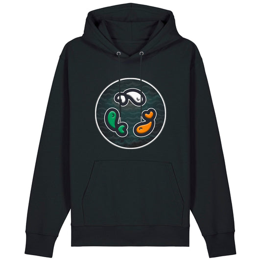 PFT Fish - Circle - Dark | Hoodie | Adult | Cosy | 350gsm Medium Fit | Black