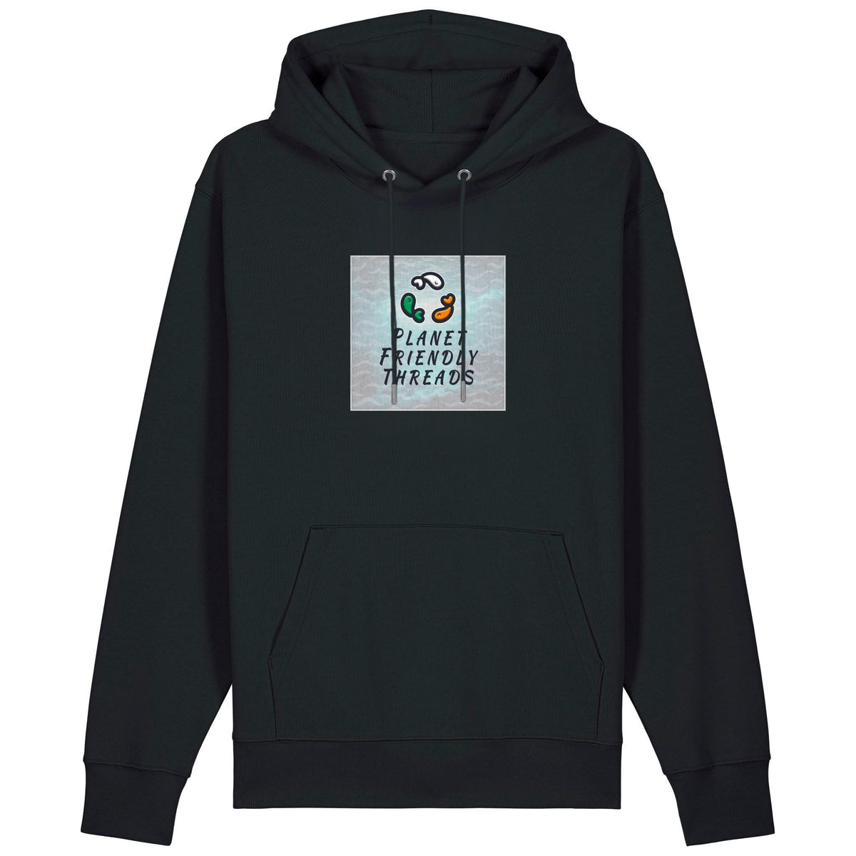 PFT Logo - SSSQUARE - Light Ocean | Hoodie | Adult | Cosy | 350gsm Medium Fit | Black