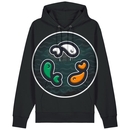 PFT Fish - Circle - Dark | Hoodie | Adult | Cosy | 350gsm Medium Fit | Black