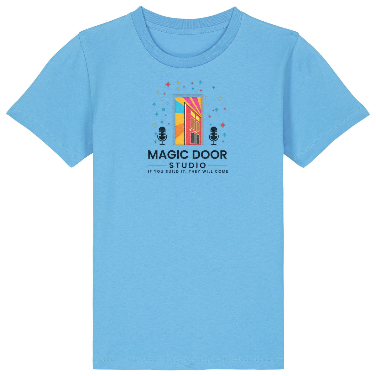 Magic Door Logo | T-Shirt | Kids | Crewneck Short Sleeve | 155gsm Medium Fit | Aqua Blue