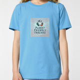 Planet Friendly Logo - Square - Ocean Light | T-Shirt | Kids | Crewneck Short Sleeve | 155gsm Medium Fit | Aqua Blue
