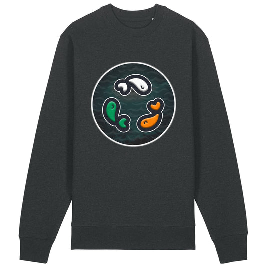 PFT Fish - Circle - Dark | Jumper | Adult | Crewneck | 350gsm Medium Fit | Dark Heather Grey