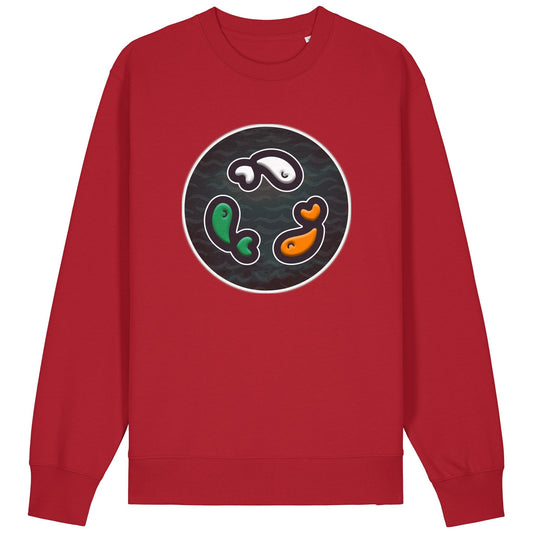PFT Fish - Circle - Dark | Jumper | Adult | Crewneck | 350gsm Medium Fit | Red