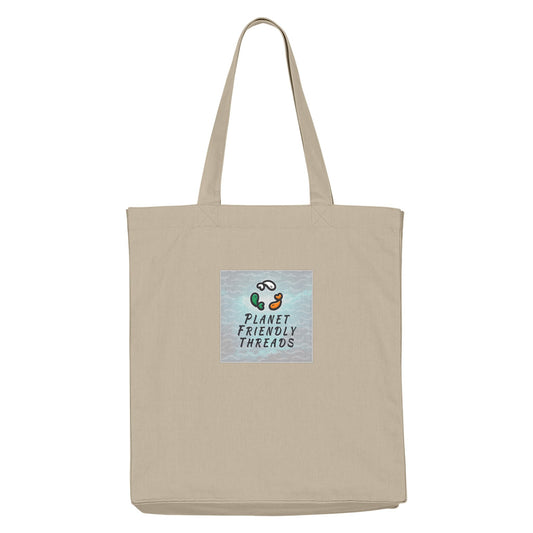 Planet Friendly Logo - Square - Ocean Light | Other | Adult | Tote Bag | 220gsm | Desert Dust