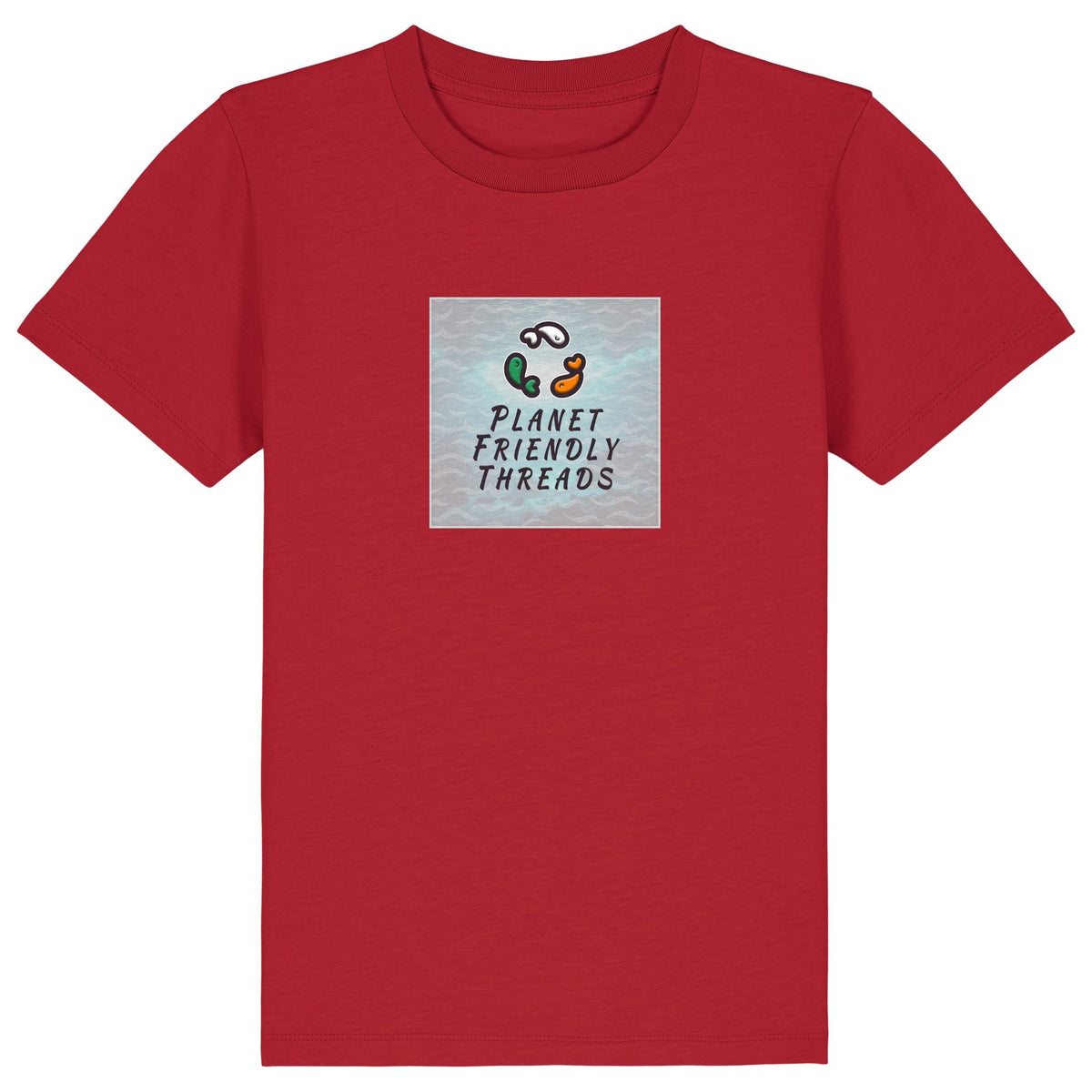 PFT Logo - SSSQUARE - Light Ocean | T-Shirt | Kids | Crewneck Short Sleeve | 155gsm Medium Fit | Red