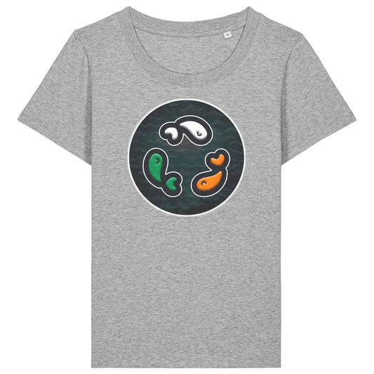 PFT Fish - Circle - Dark | T-Shirt | Adult | Ladies Short Sleeve | 155gsm Fitted | Heather Grey